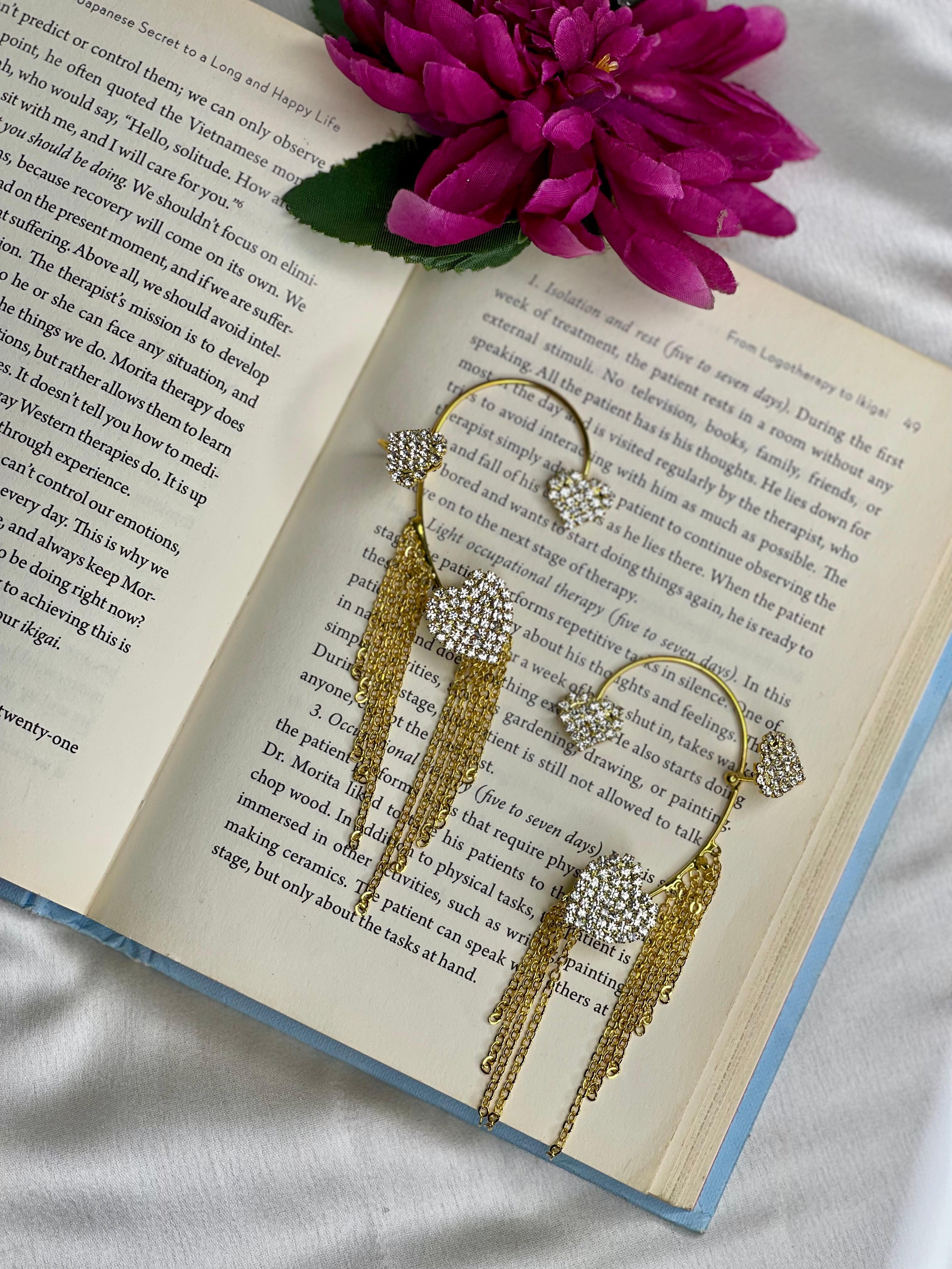 Golden Heart Falling Earcuffs