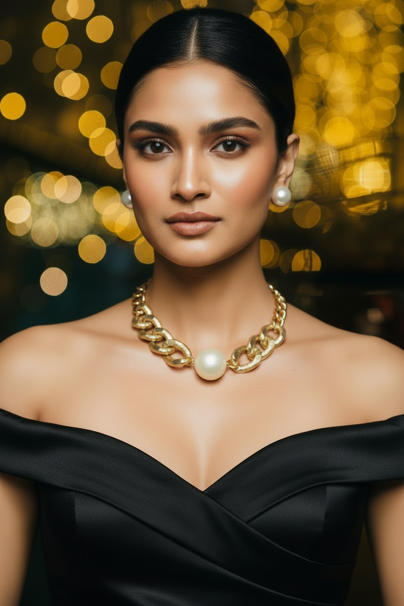Pearl Grace Choker Set With Earrings