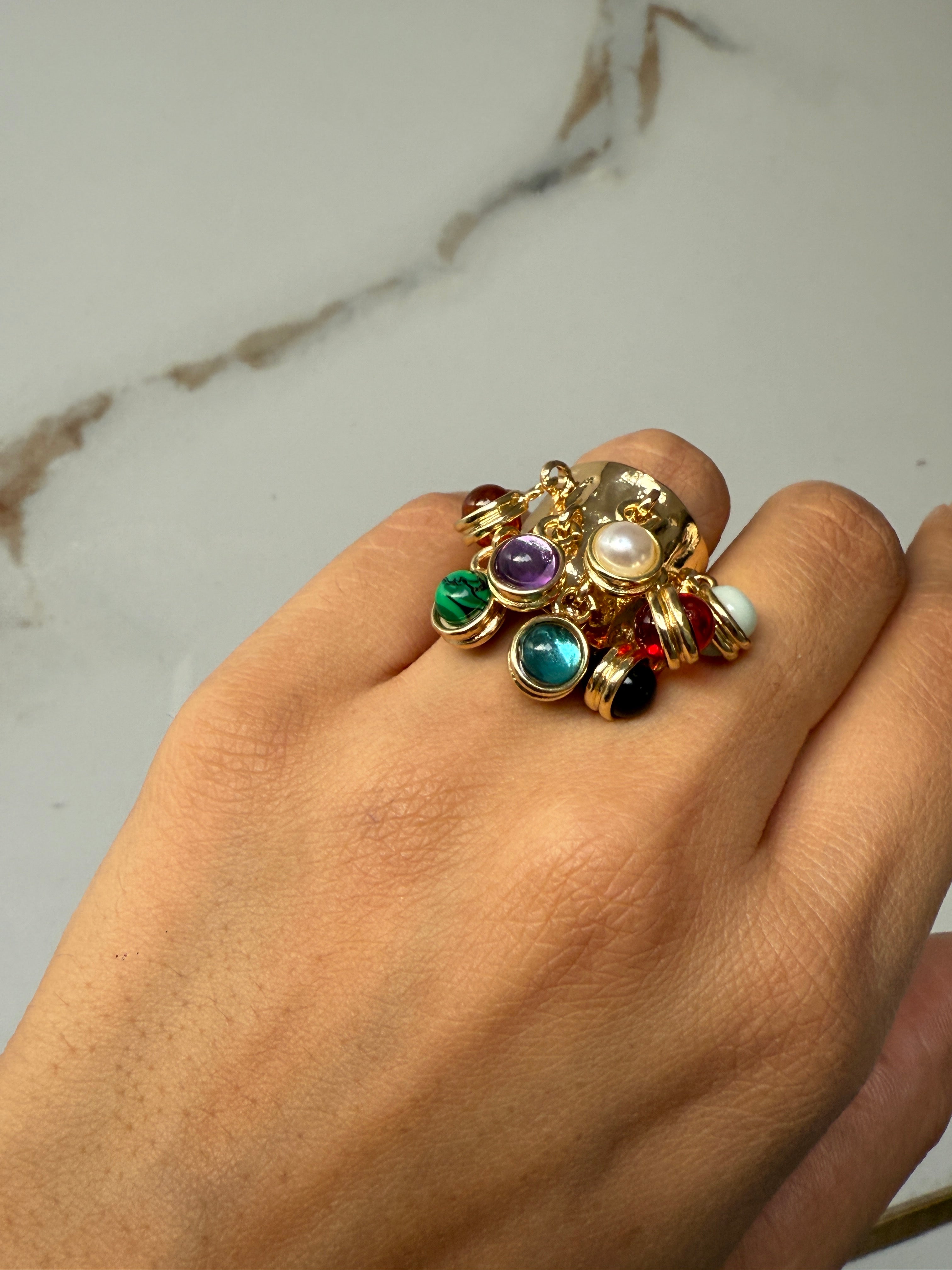 Multicolor Stones Statement Ring