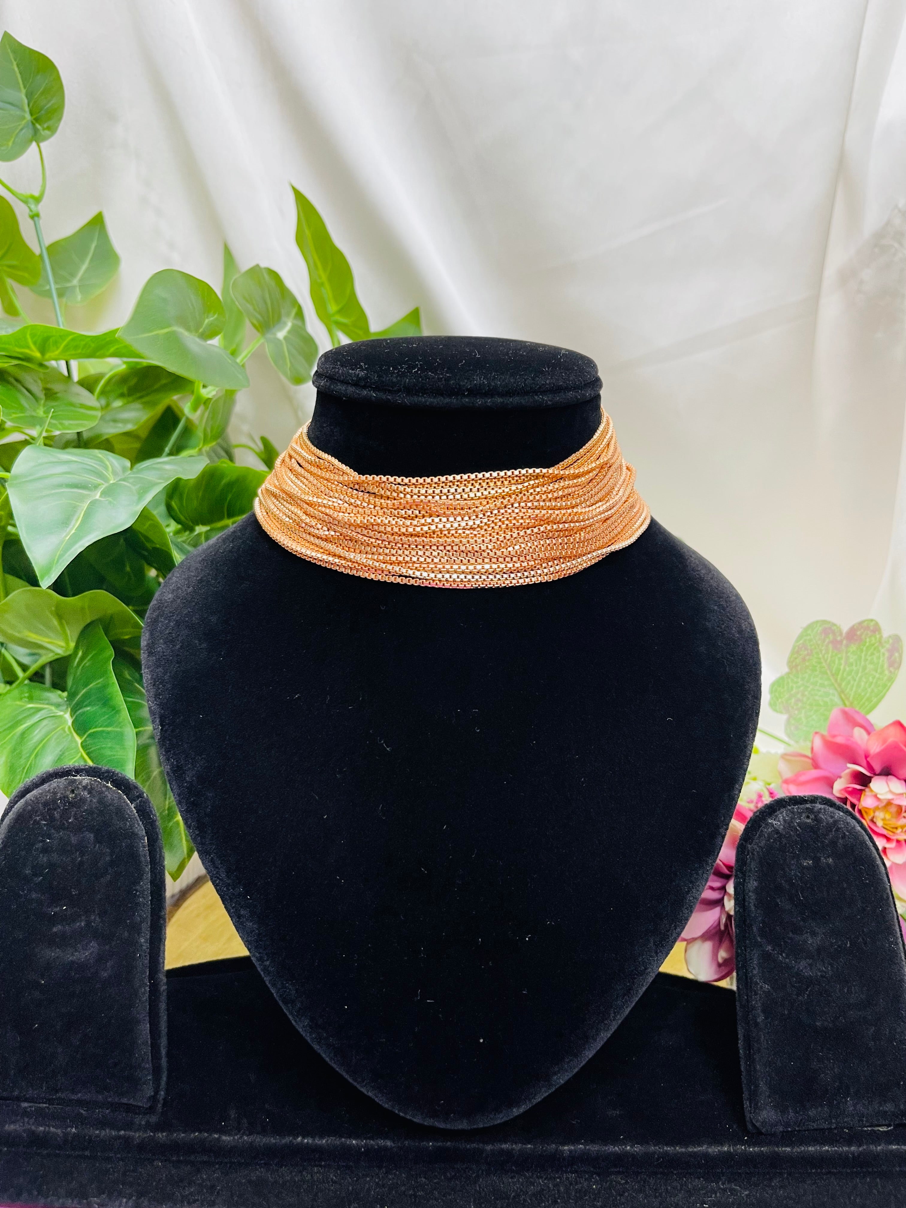 Rose Gold Cascade Chain Neckpiece