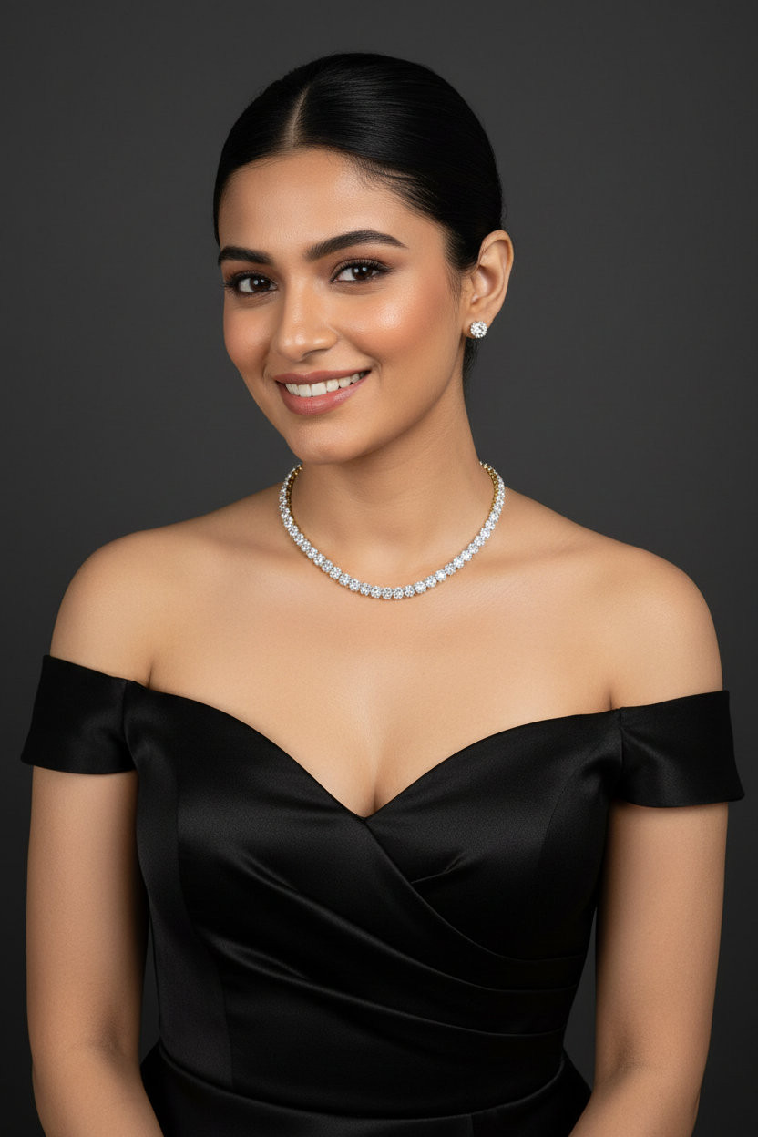Diamond Tennis Set With 2 pair of Earrings