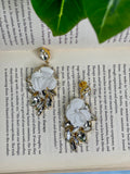 White Rose Earrings