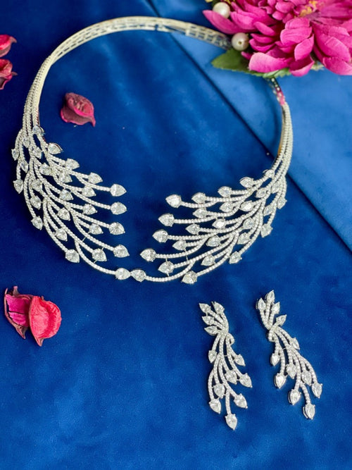 Diamond Leaf Collar Hasli Necklace Set