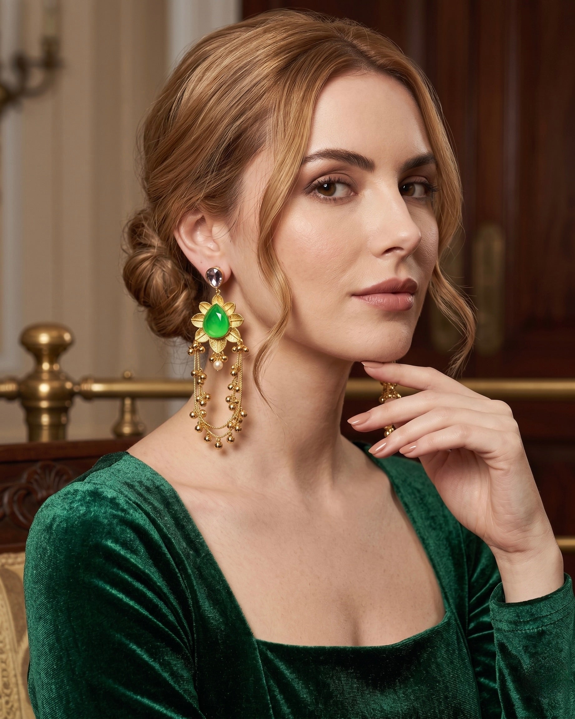 Green Naaz Kashmiri Earrings