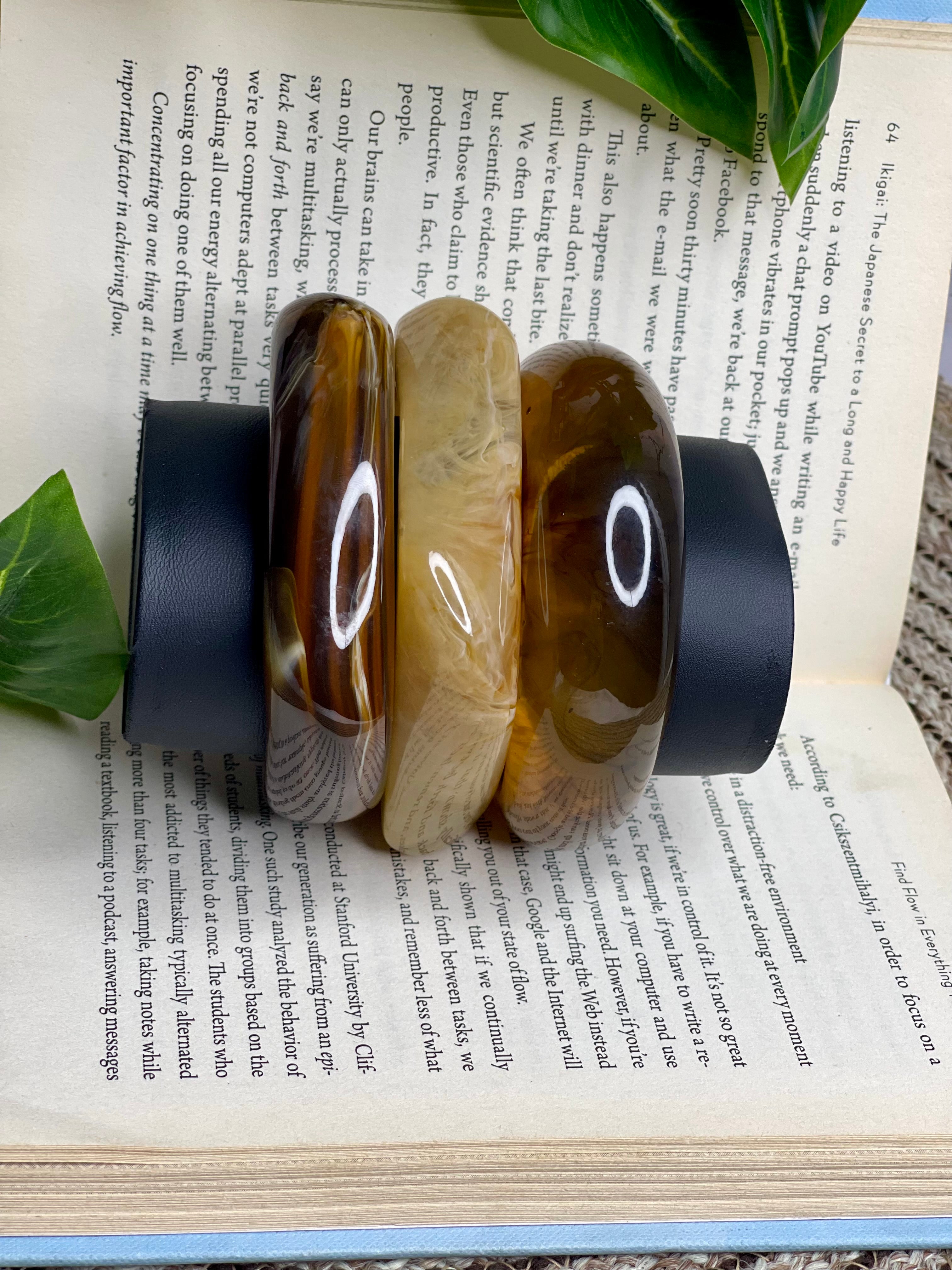 Earthy Luxe Resin Bangle Stack