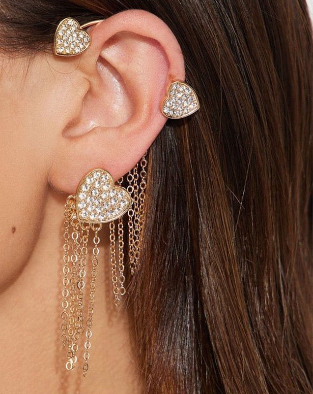 Golden Heart Falling Earcuffs