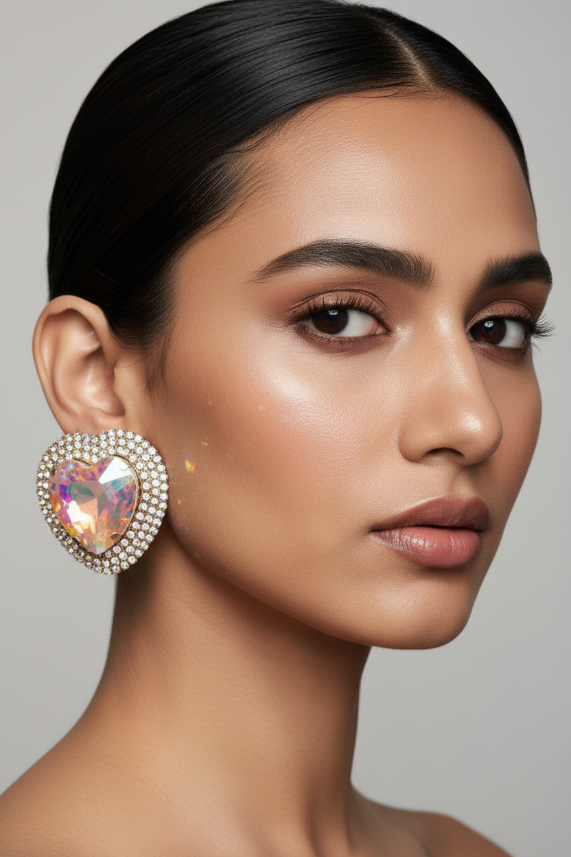 Rainbow Heart Stone Earrings