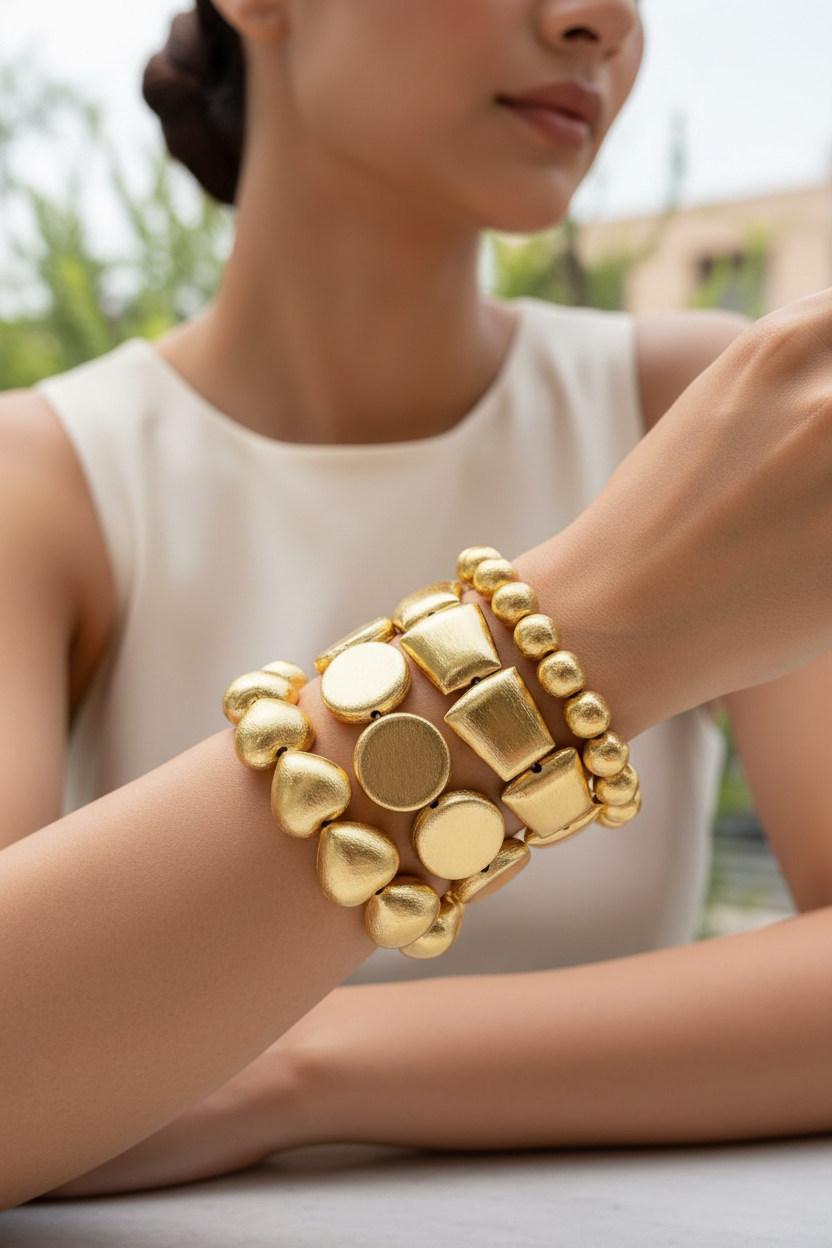 Gold Brass Stack Bracelet