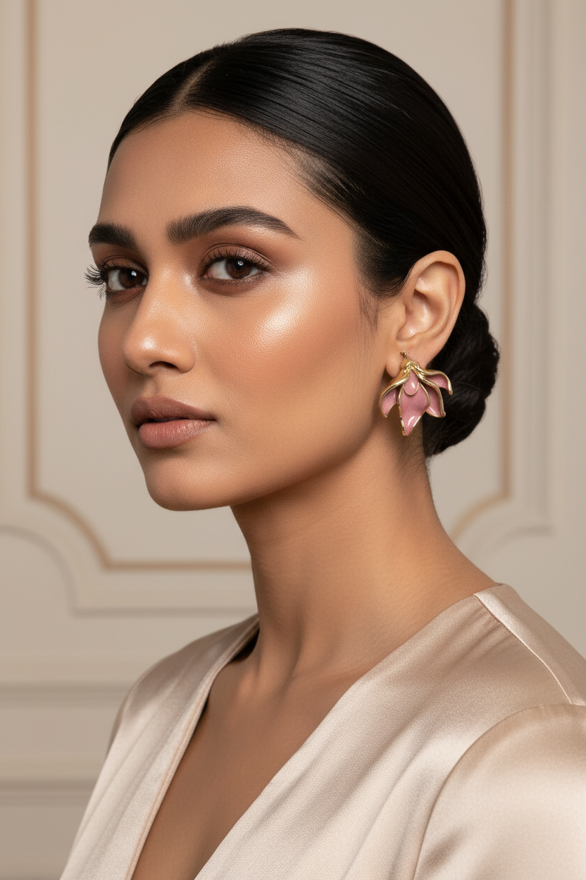 Mauve Pink Bloom Earrings