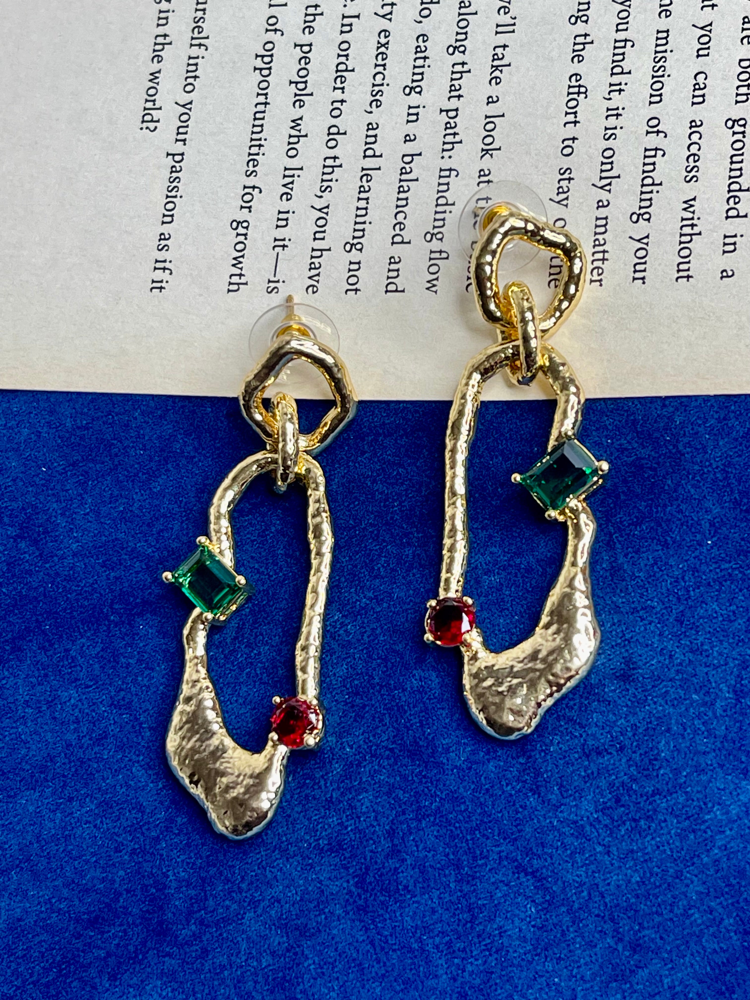 Golden Artistic Drop Earrings