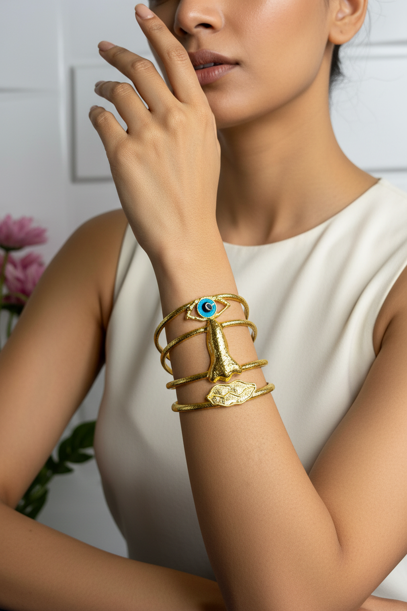 Evil Eye Statement Cuff Bracelet