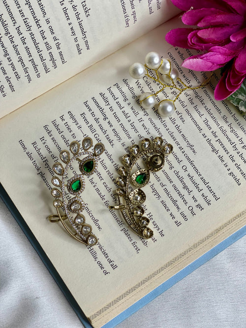 Emerald Crescent Kundan Earcuff