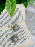Silver Double Sided Pearl Crystal Earrings