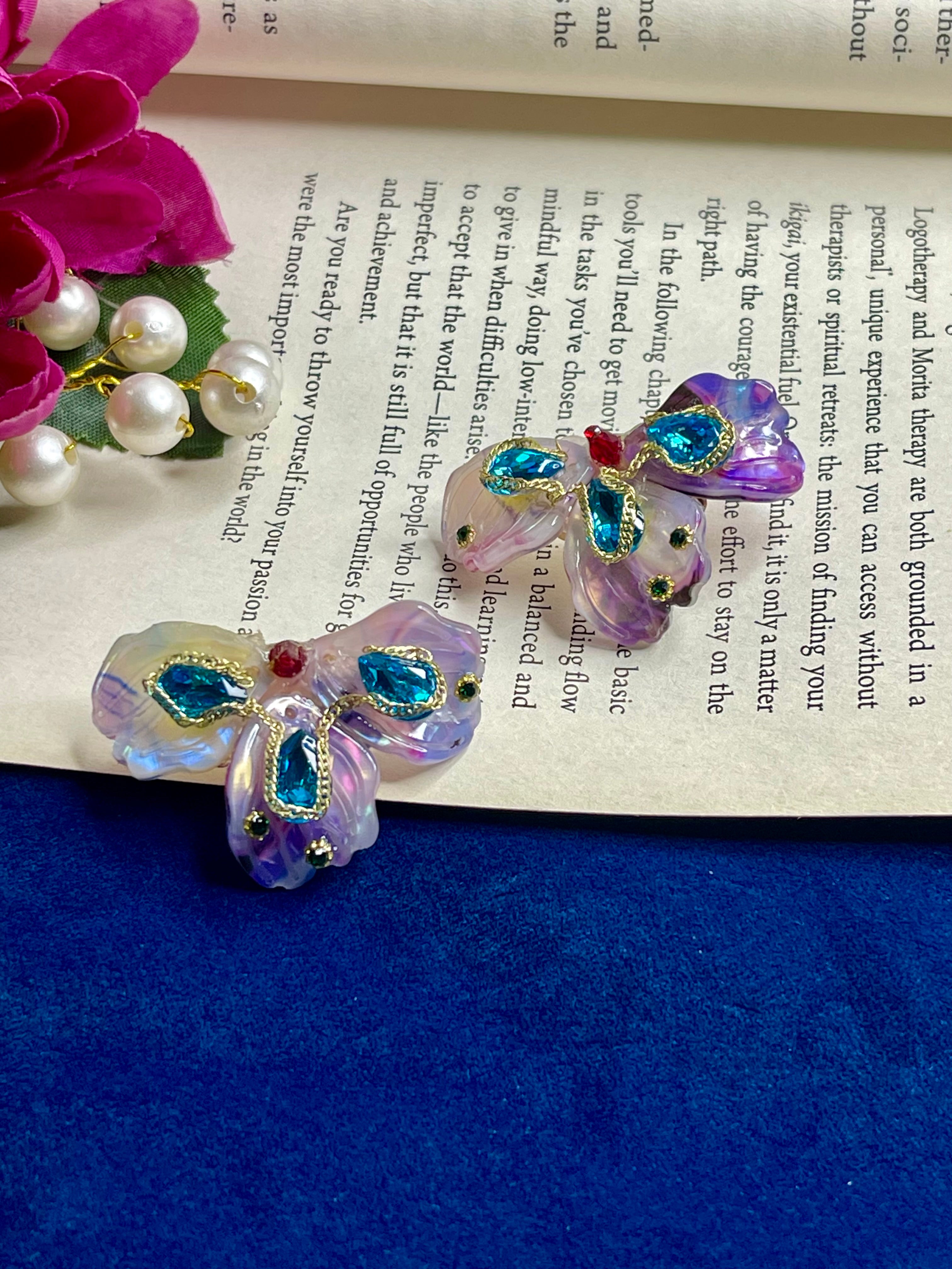 Iridescent Butterfly Statement Earrings