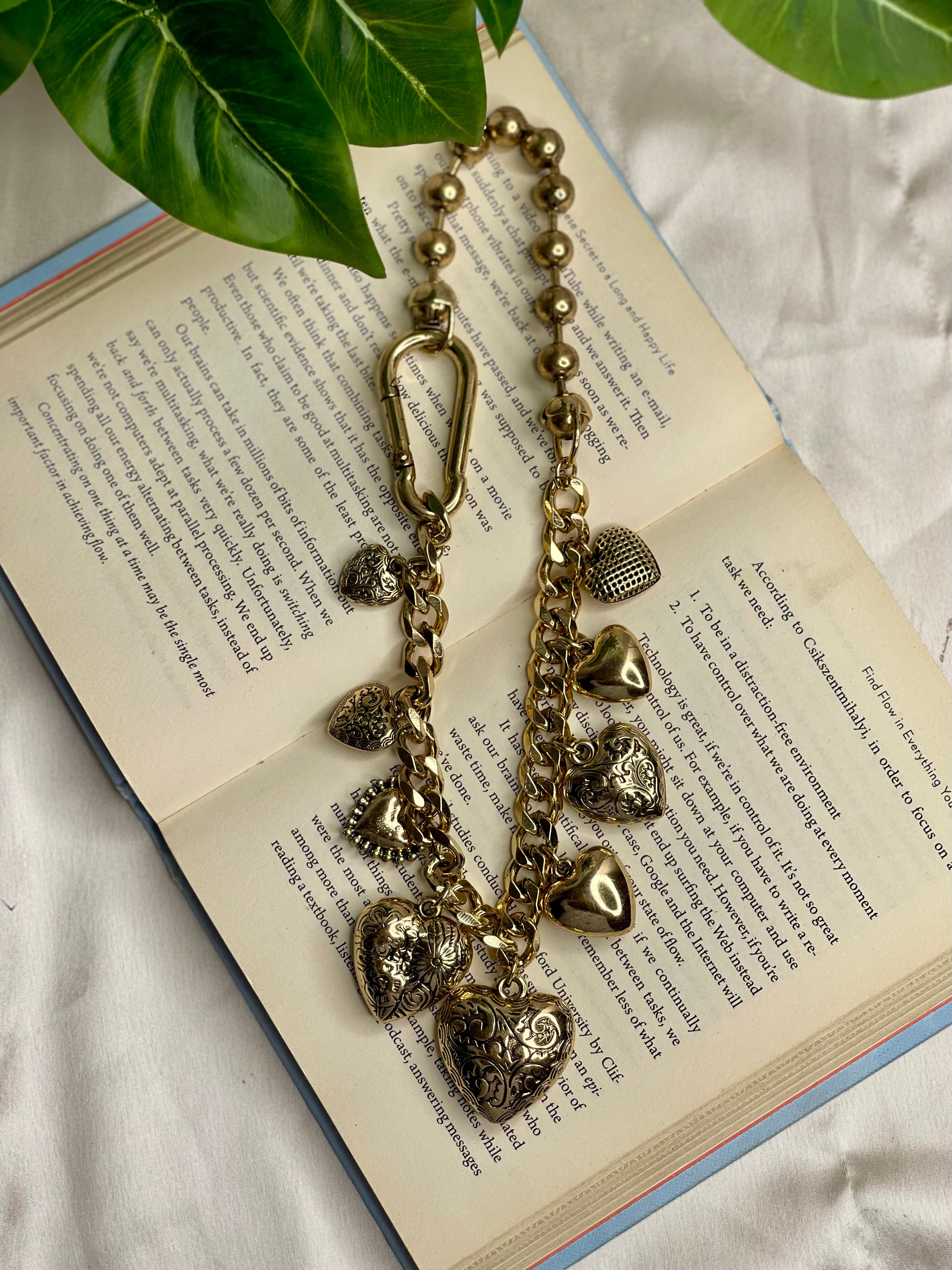 Heart Charms Statement Necklace