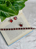 Red Glacial Necklace Set With Ring