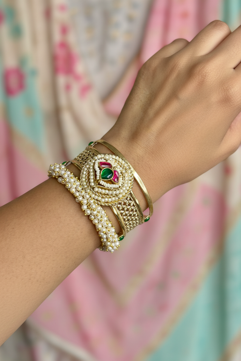 Gulnaar Multi Pearl Hand Cuff