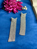 Silver Crystal Tassel Earrings