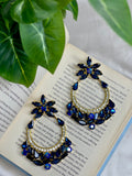 Navy Blue Chandbali Style Earrings
