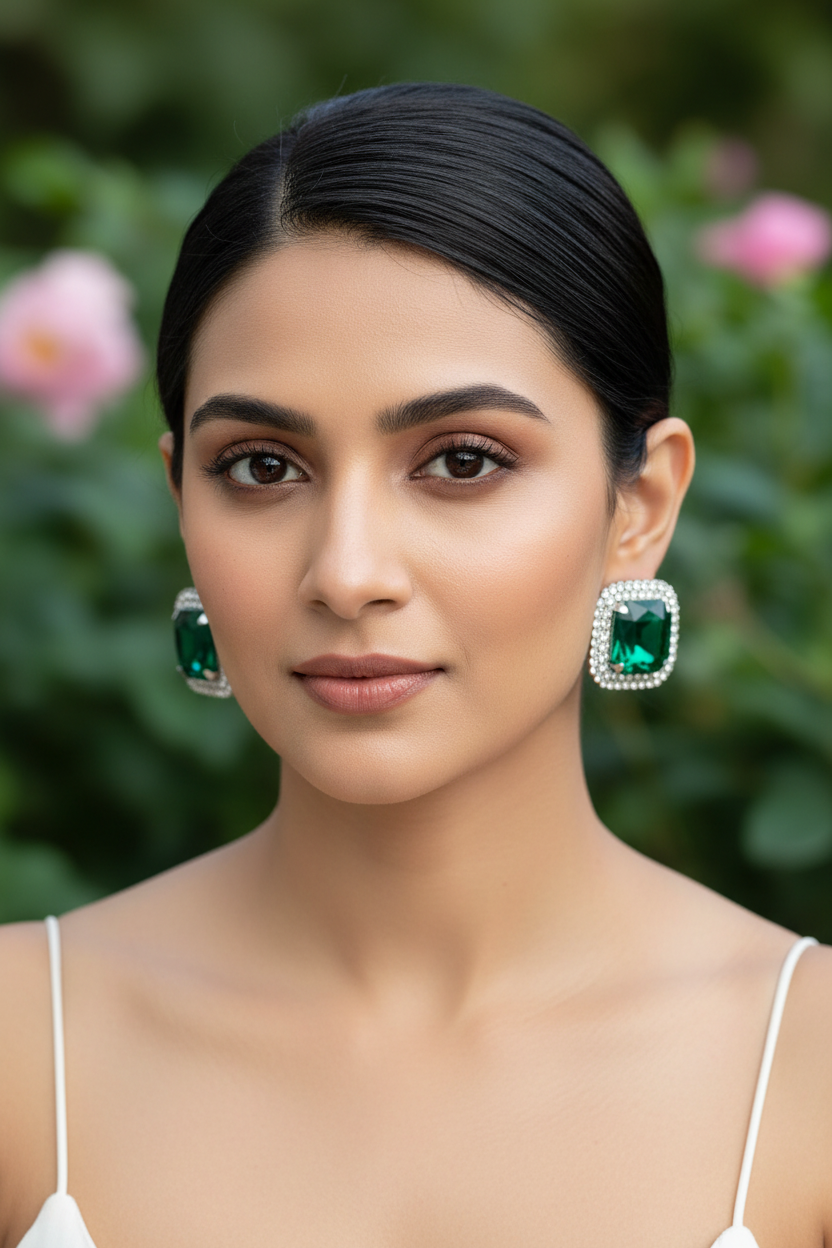 Emerald Halo Studs