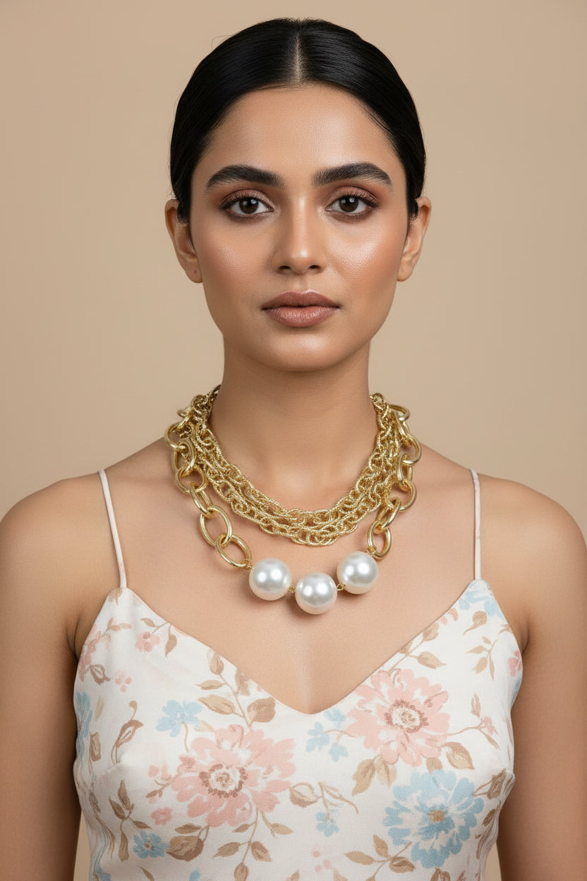 Pearl layered Statement Necklace