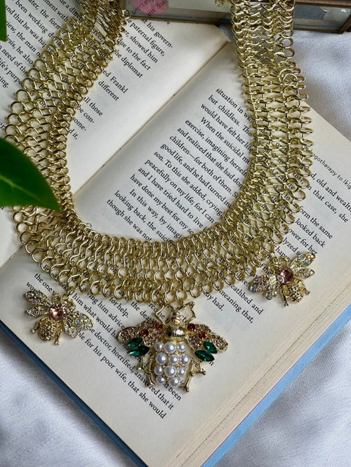 Emerald - Green Bee Statement Neckpiece