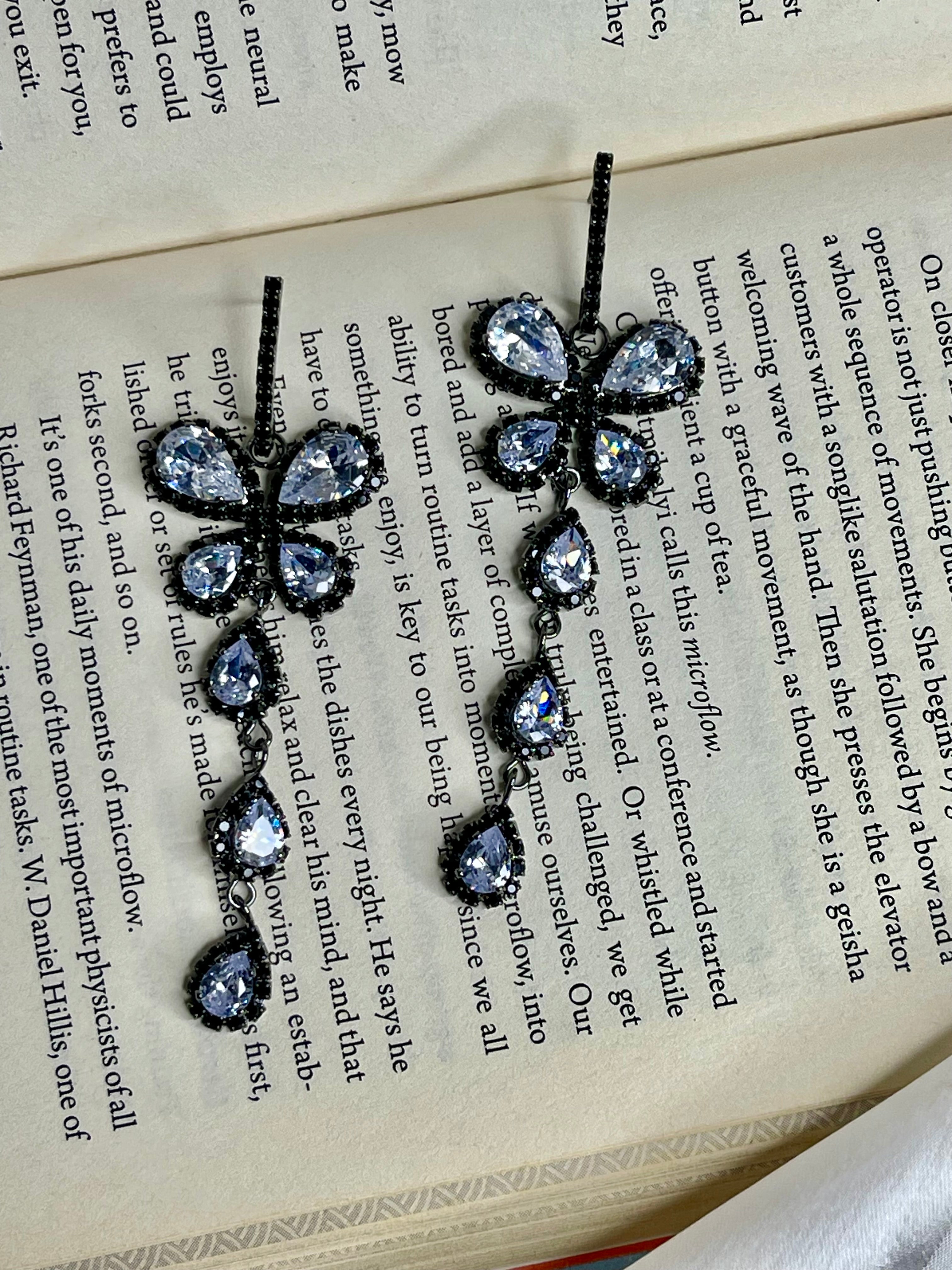 Midnight Butterfly Drop Earrings