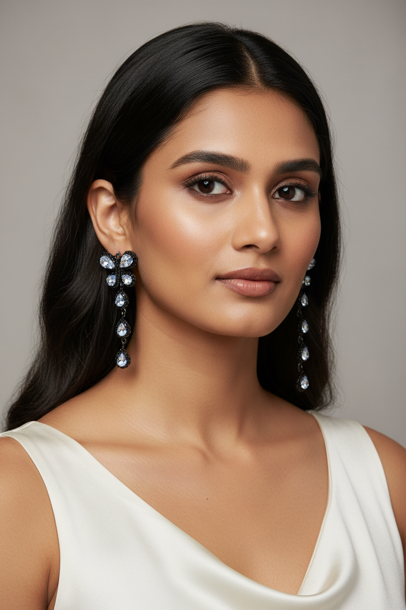 Midnight Butterfly Drop Earrings