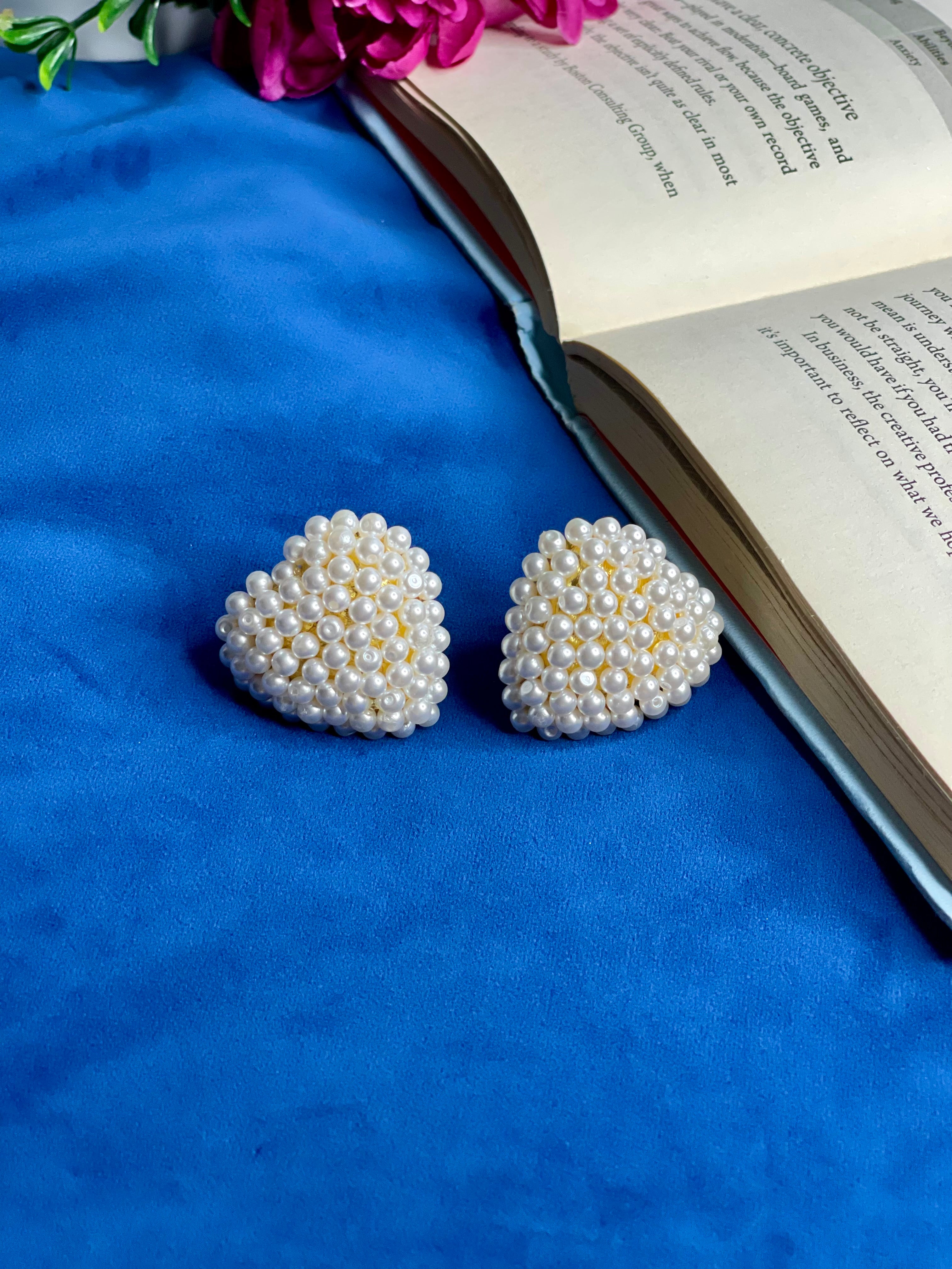 Pearl Heart Choker With Earrings