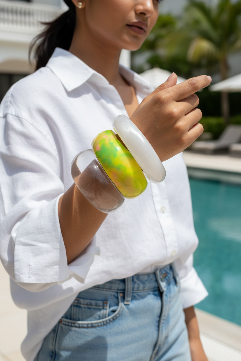 Neon Marble Resin Bangle