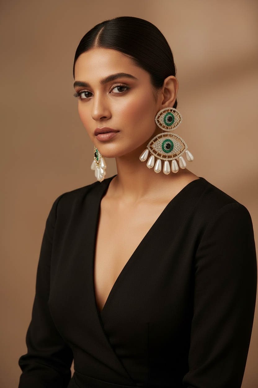 Nazar Pearl Drop Earrings