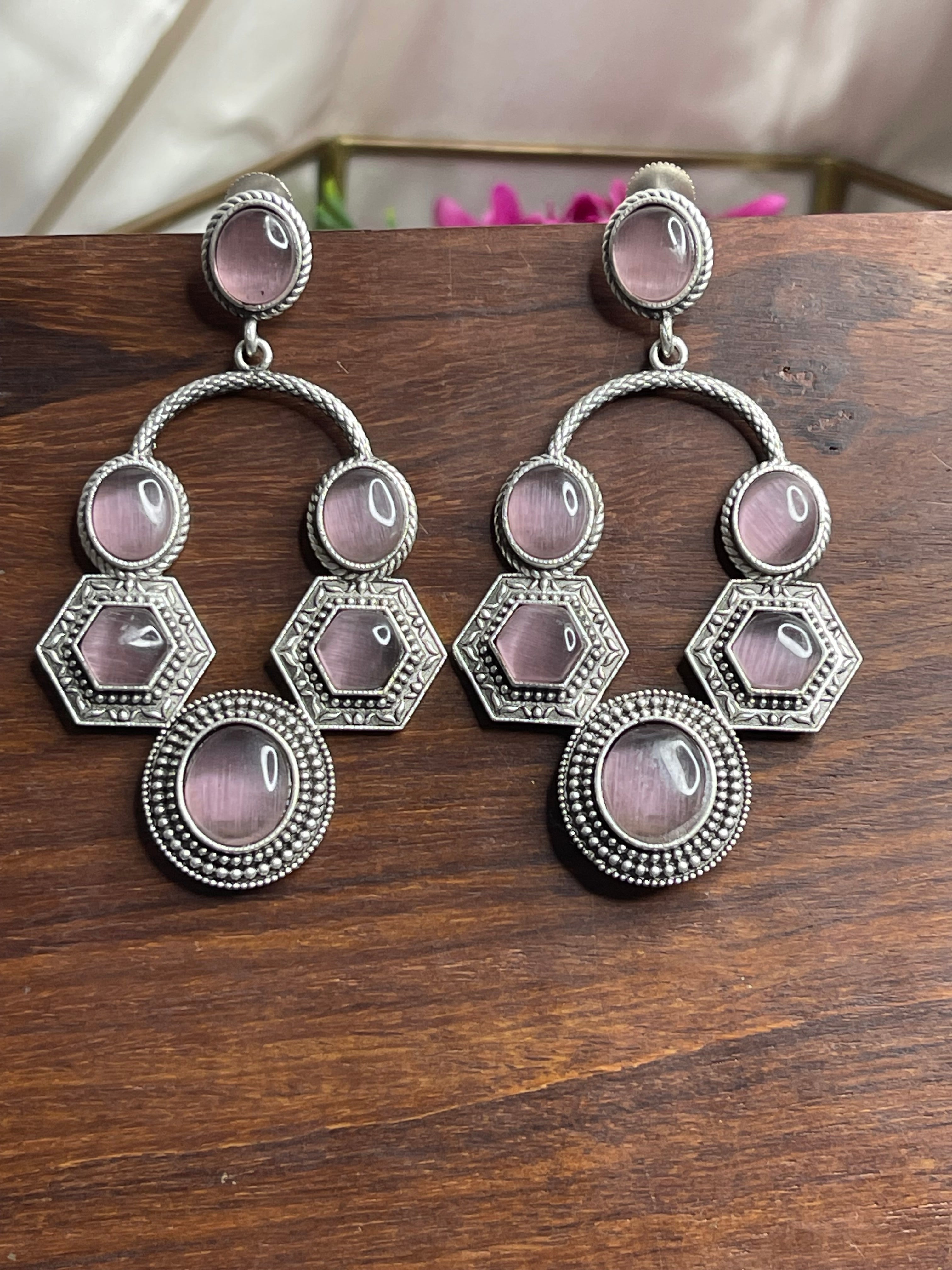 Lilac Heritage Oxidised Earrings