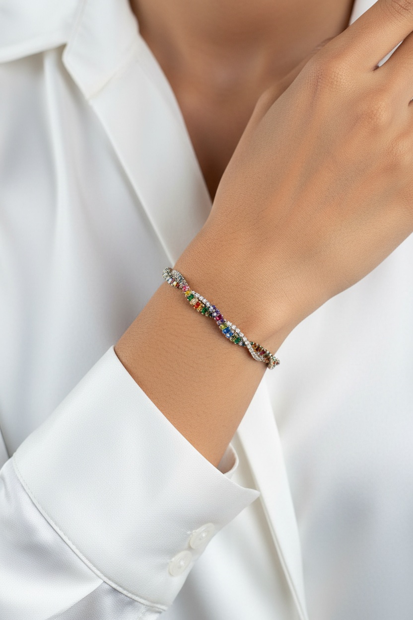 Rainbow Twist Crystal Bracelet