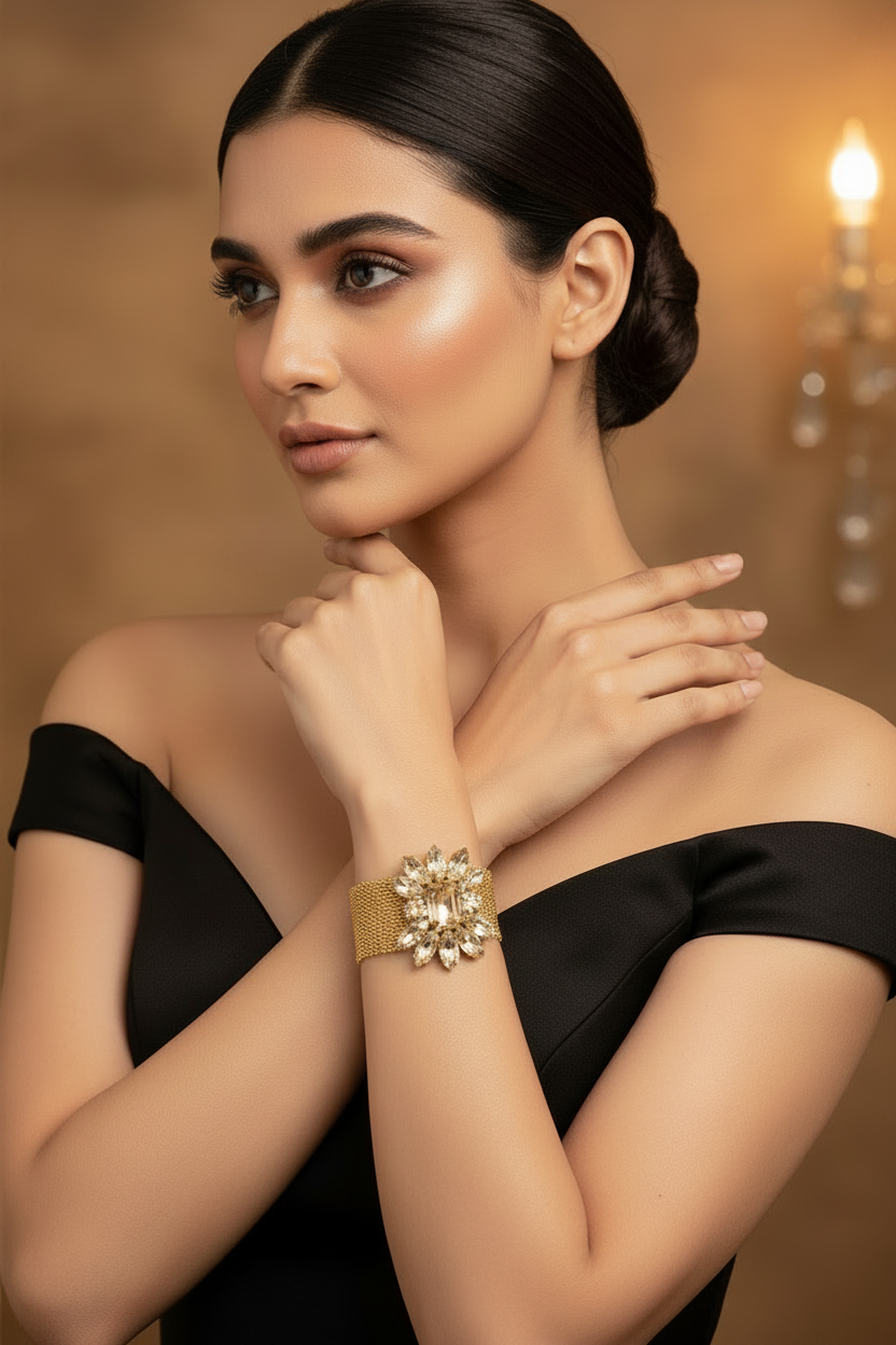 Golden Stone Mesh Bracelet