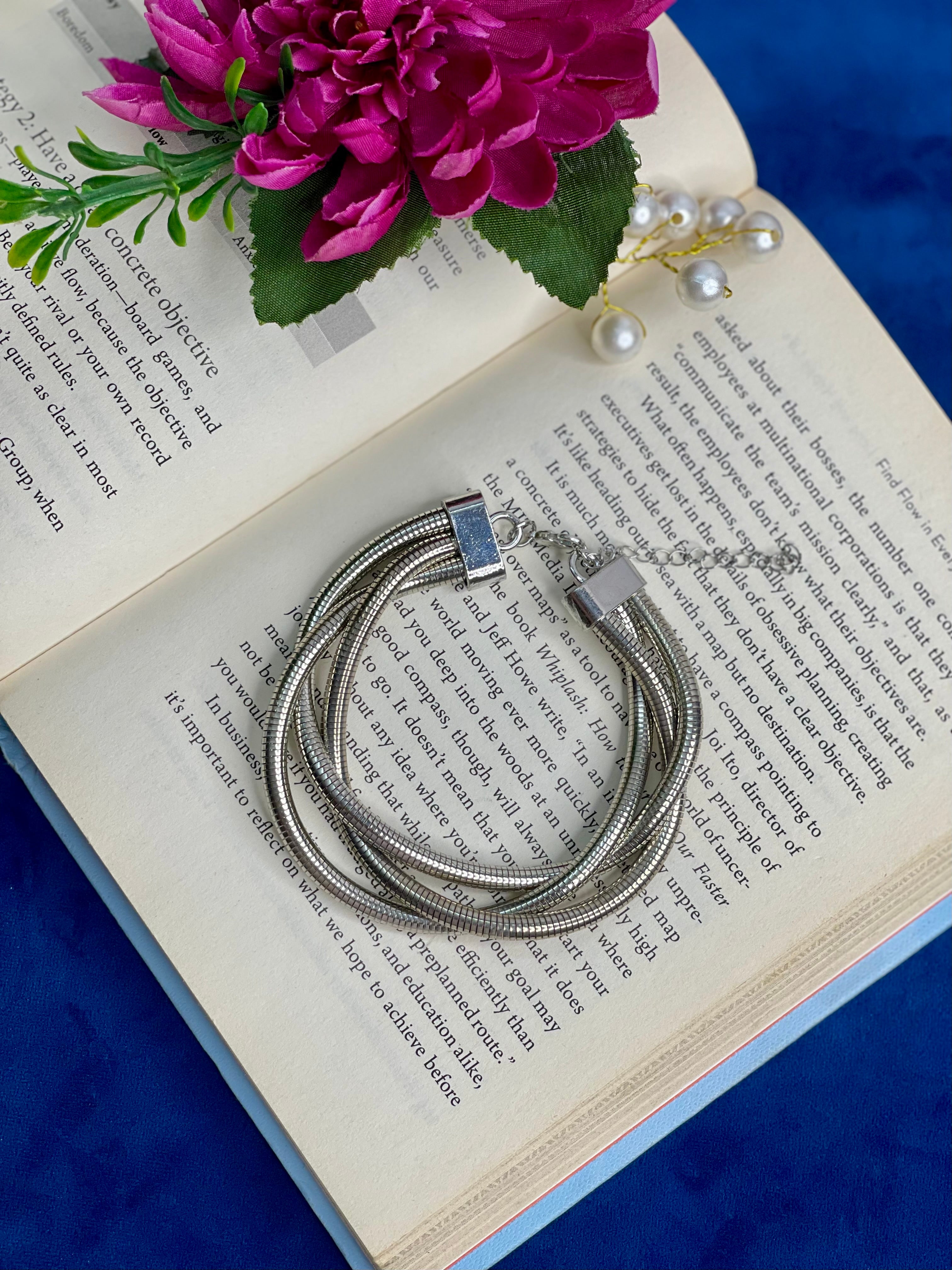 Silver Coil Statement Bracelet