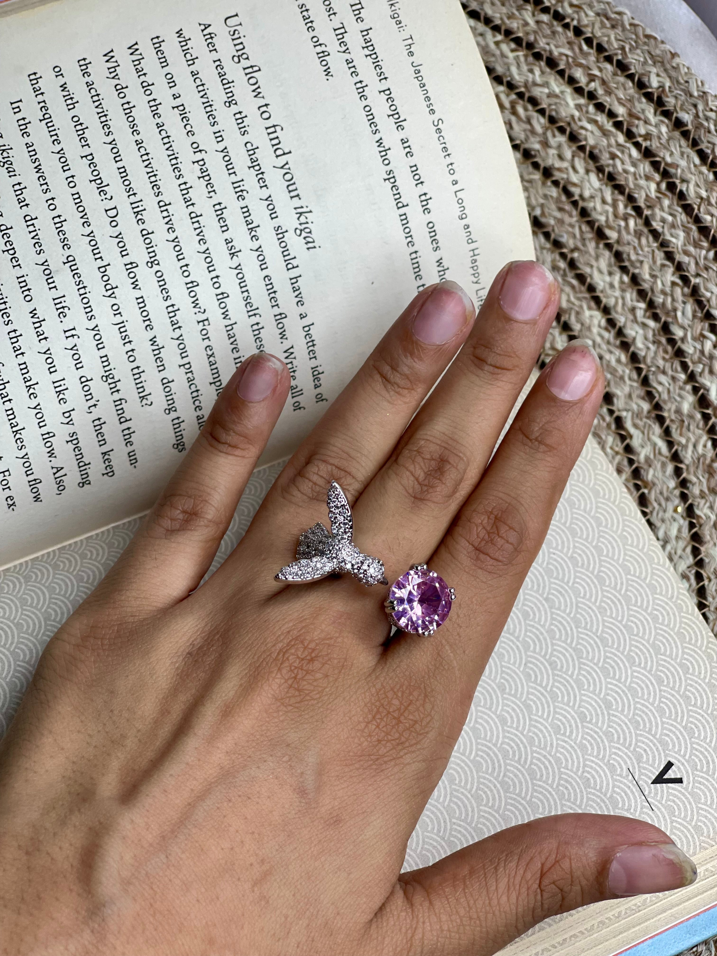 Pink Humming Bird Ring