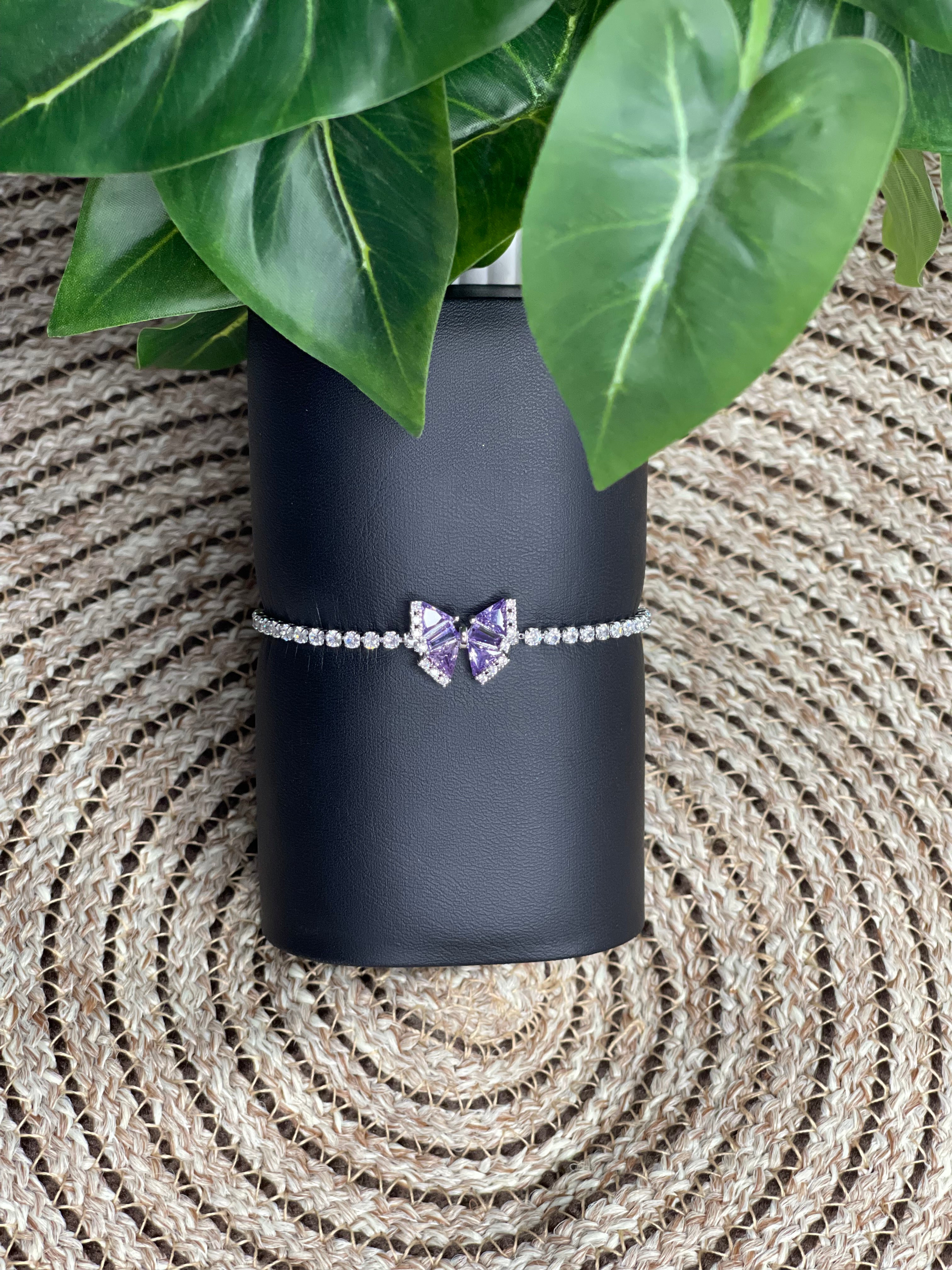 Lavender Bow Anti Tarnish Tennis Bracelet