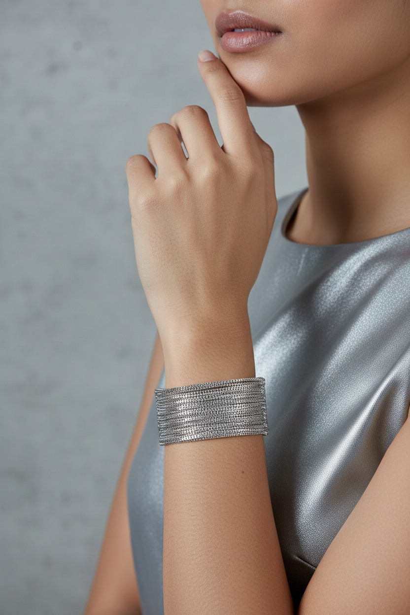 Silver Cascade Layered Choker