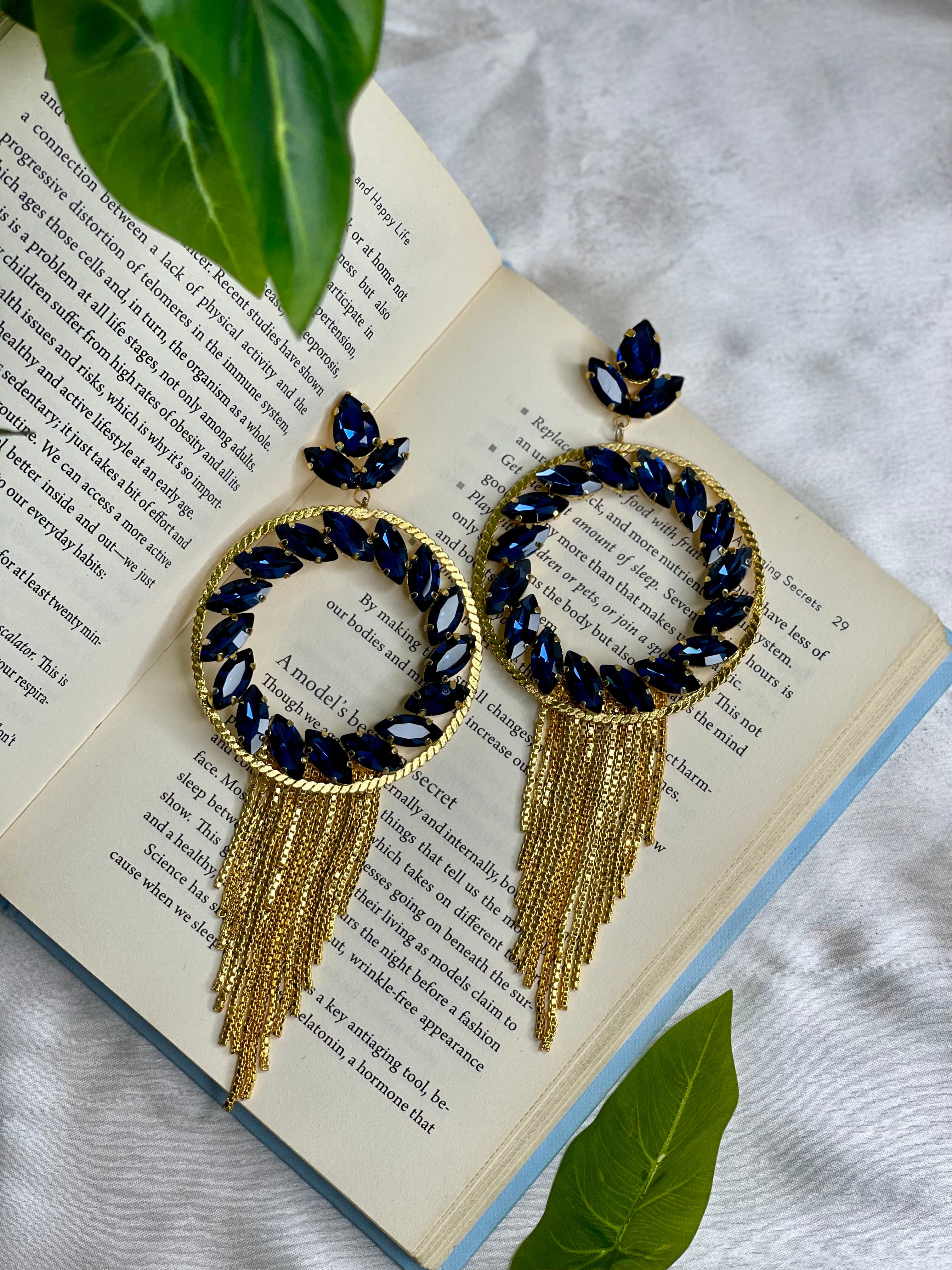 Golden Blue Celeste Tassel Earrings