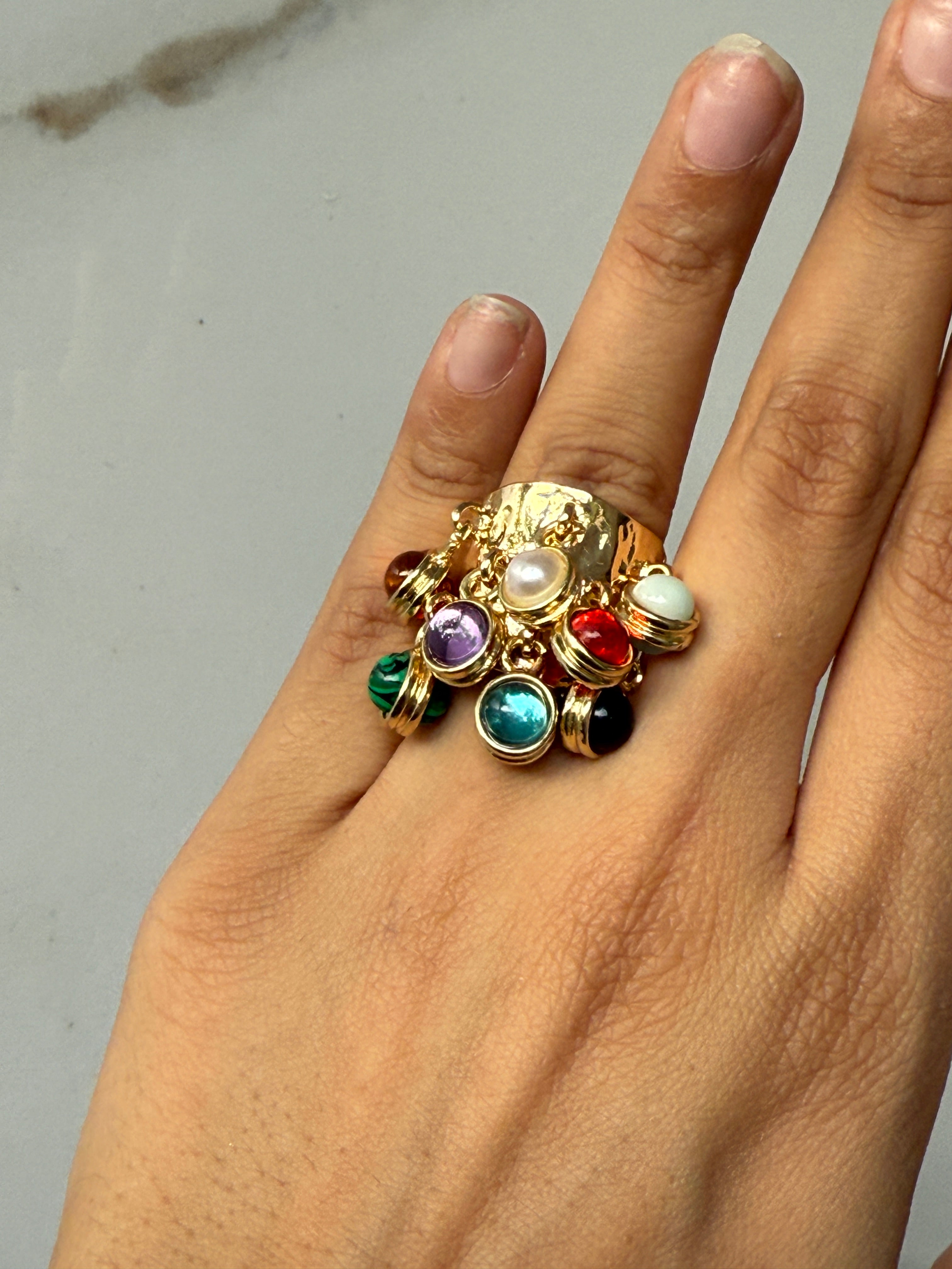 Multicolor Stones Statement Ring