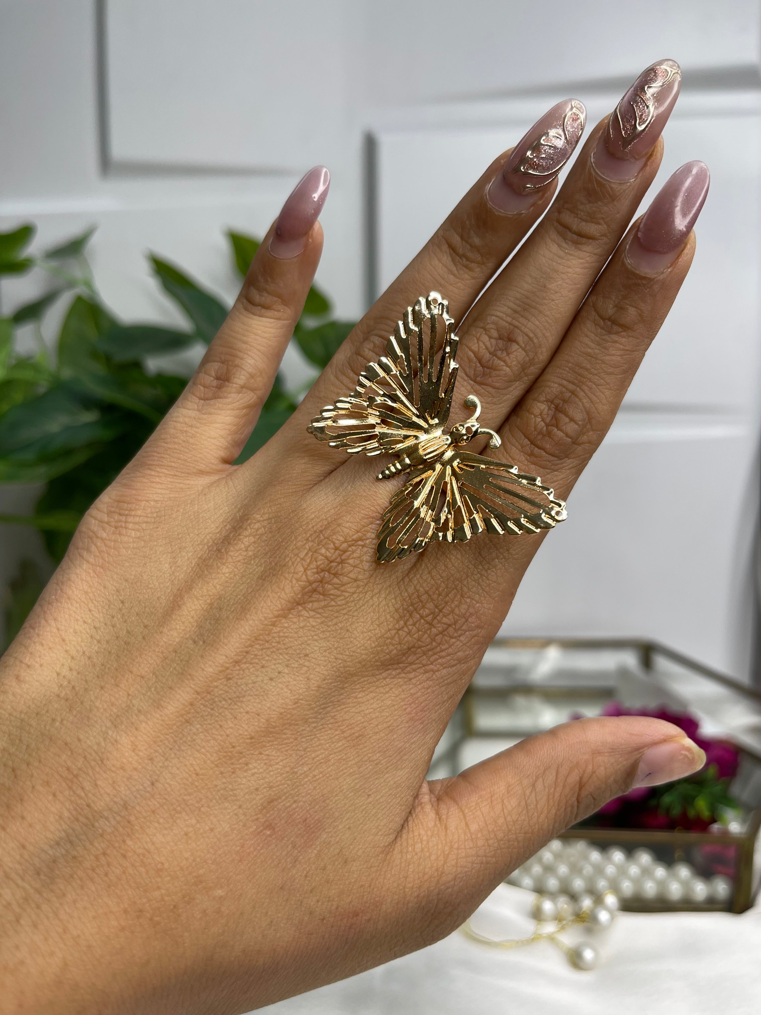 Golden Butterfly Statement Ring