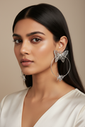 Silver Butterfly Hoop Earrings