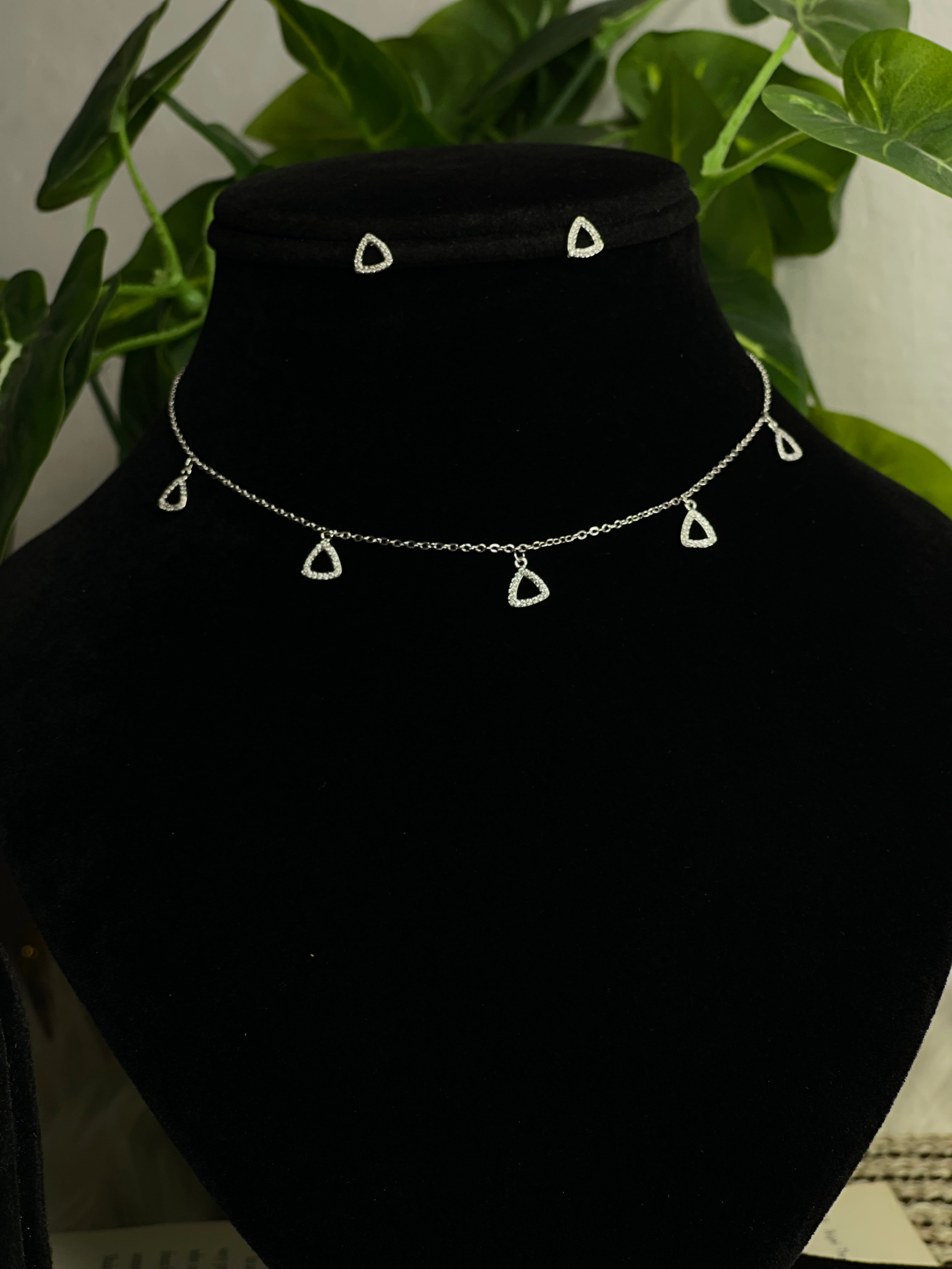 Triangle Charm Necklace & Earrings Set