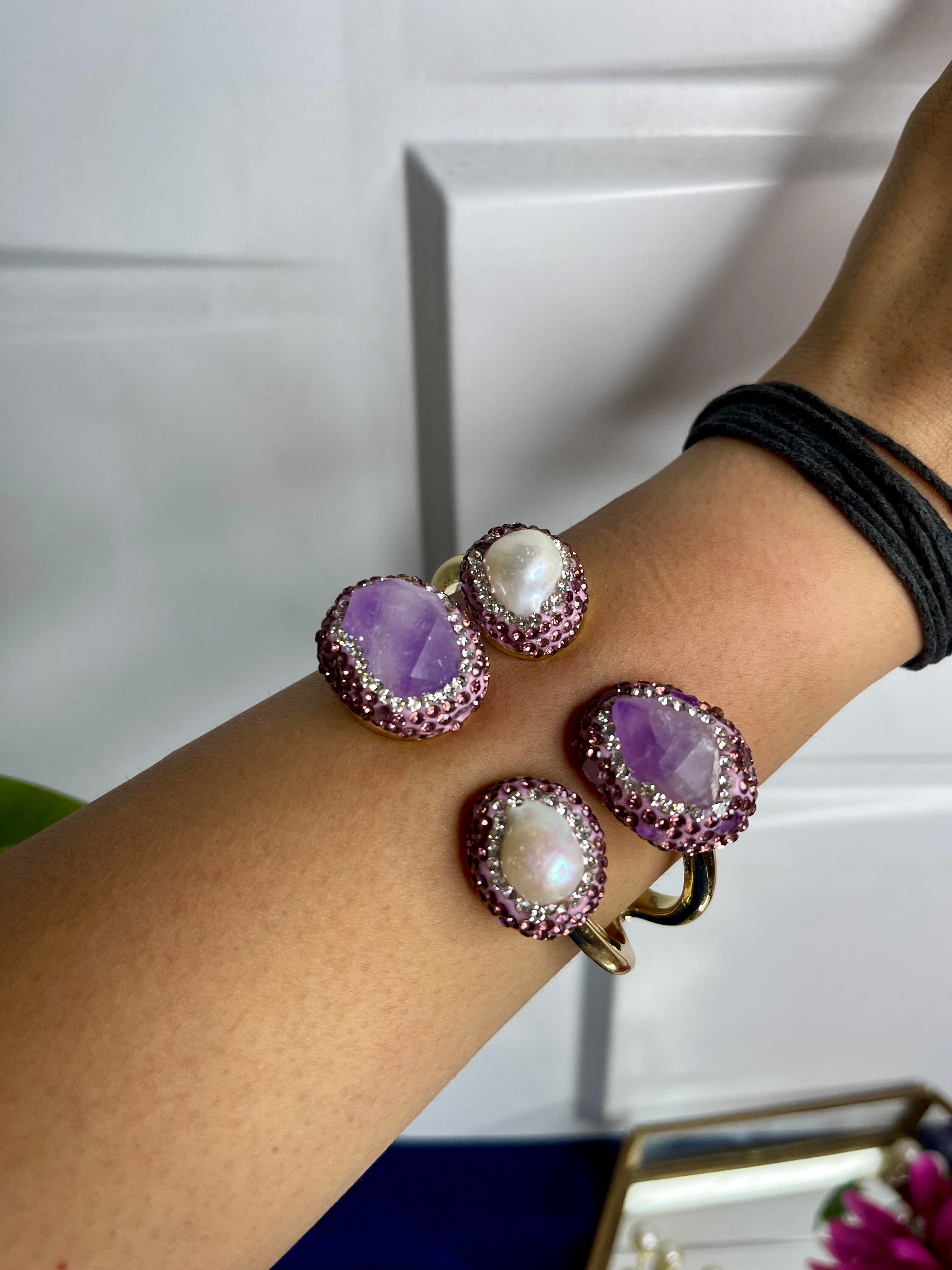 Lavender - Pink Crystal Stone Bracelet