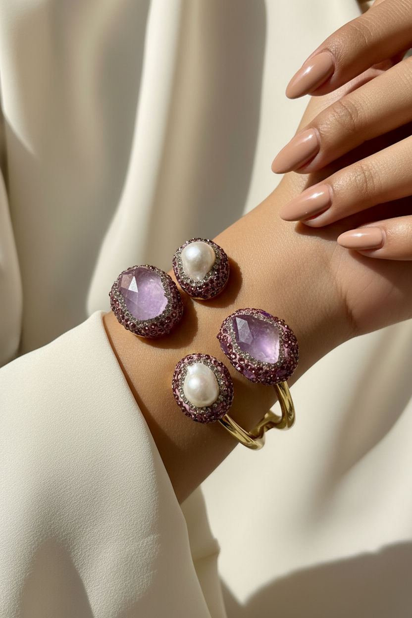 Lavender - Pink Crystal Stone Bracelet