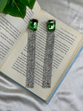 Green Diamond Tassel Earrings
