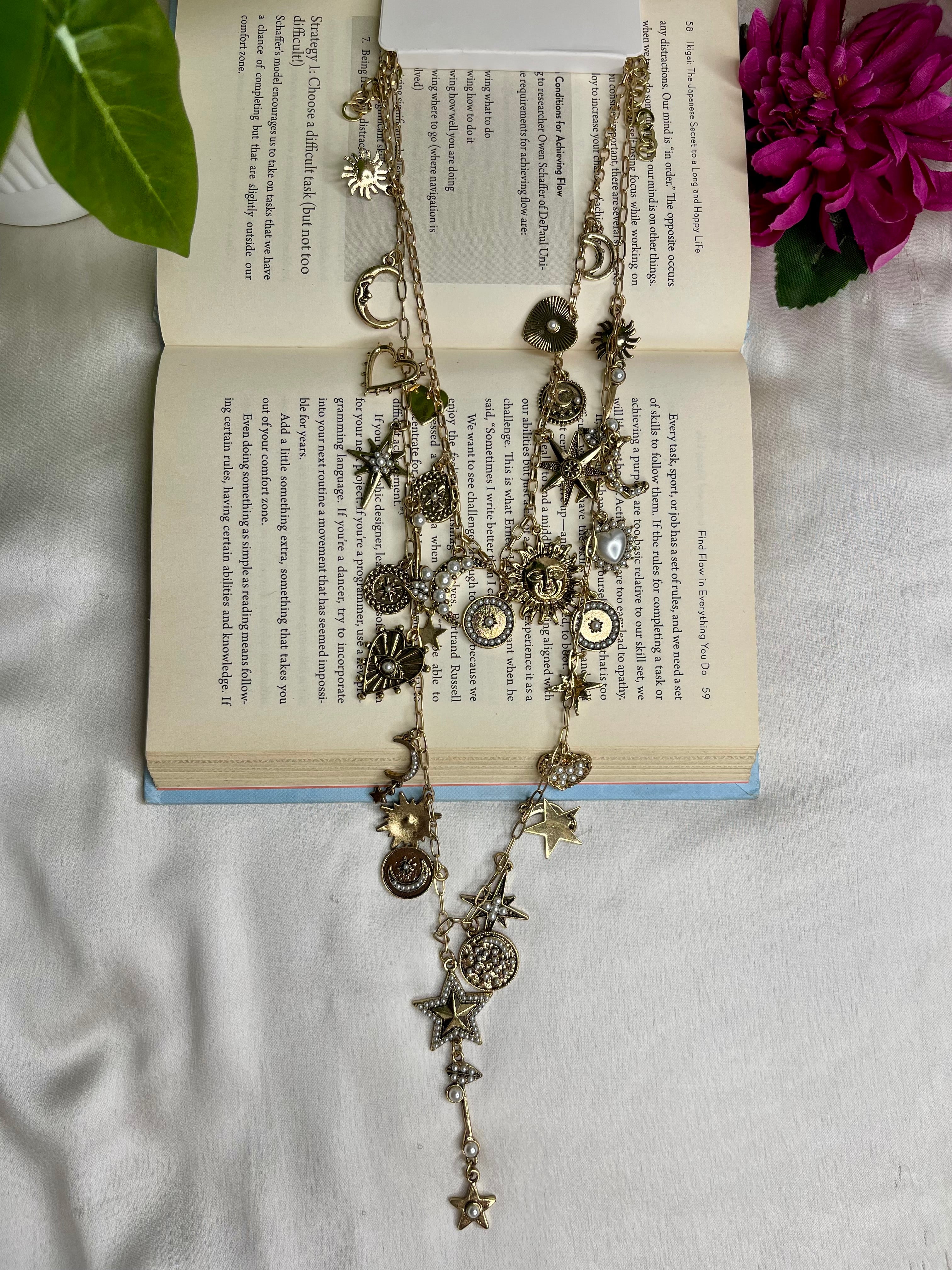 Gold Charms Layered Necklaace