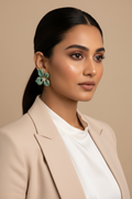 Mauve Green Floral Earrings