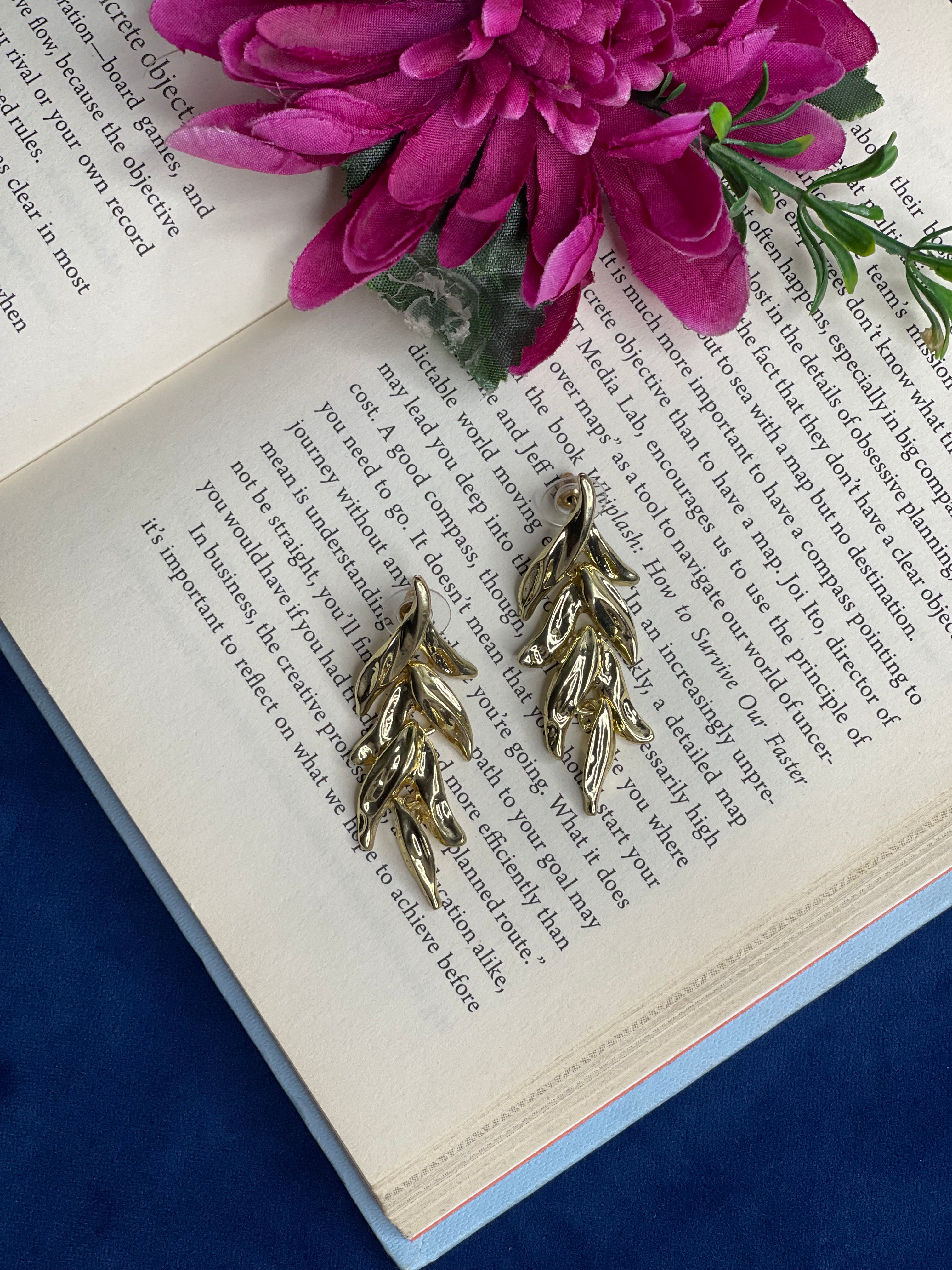 Golden Leaf Statement Earrings