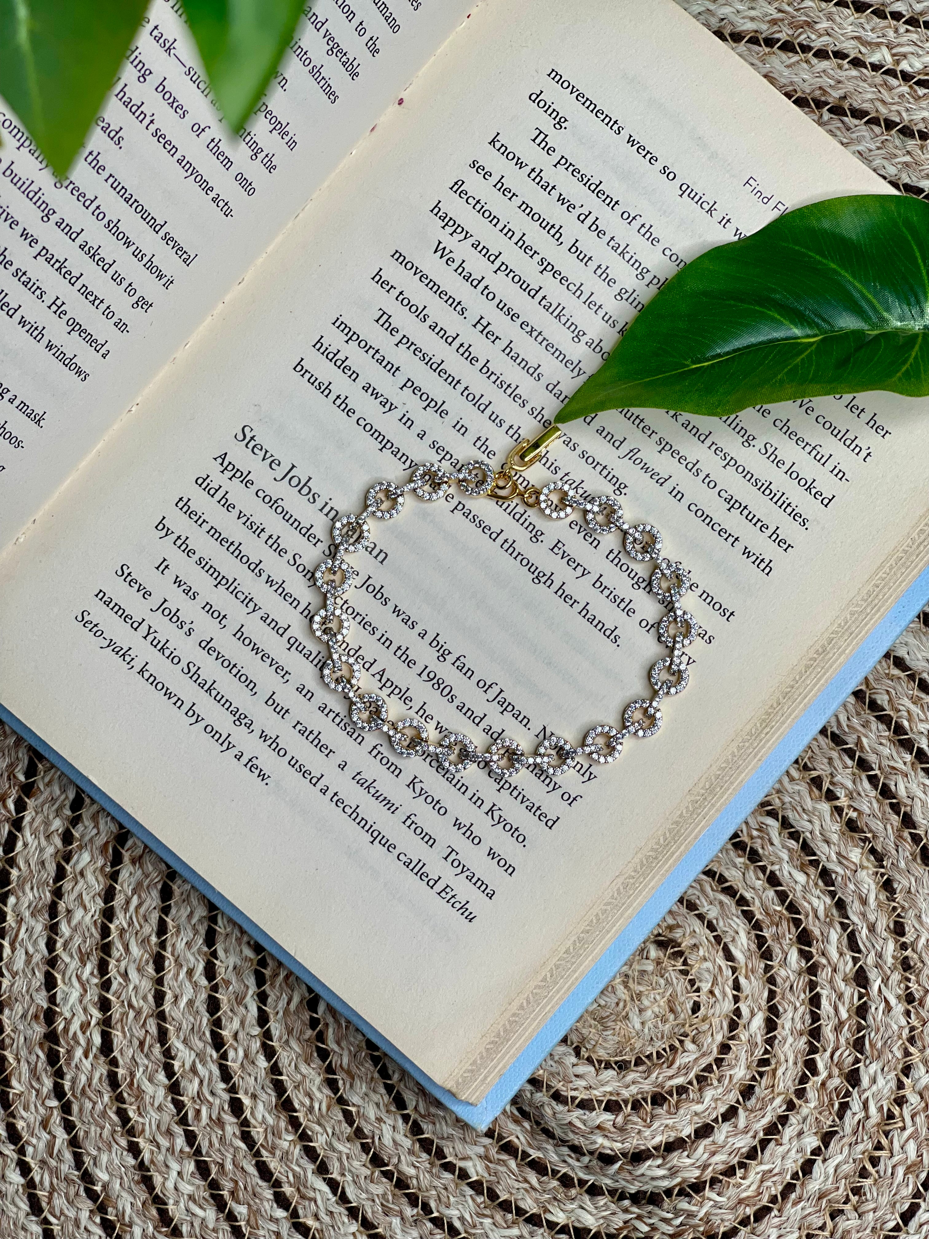 Silver Crystal Oval Link Bracelet